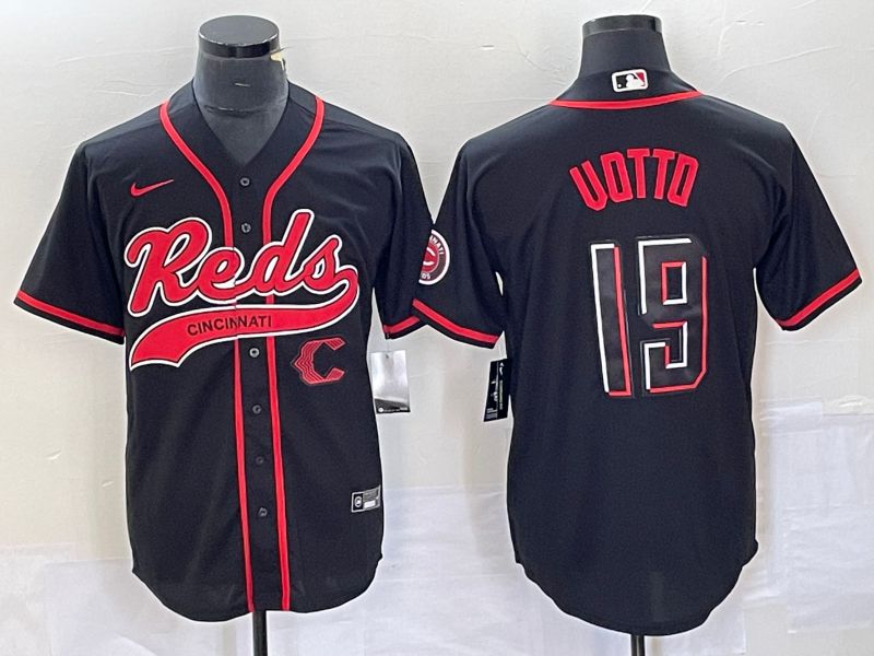 Men Cincinnati Reds #19 Uotto Black Co Branding Nike Game MLB Jersey style 4